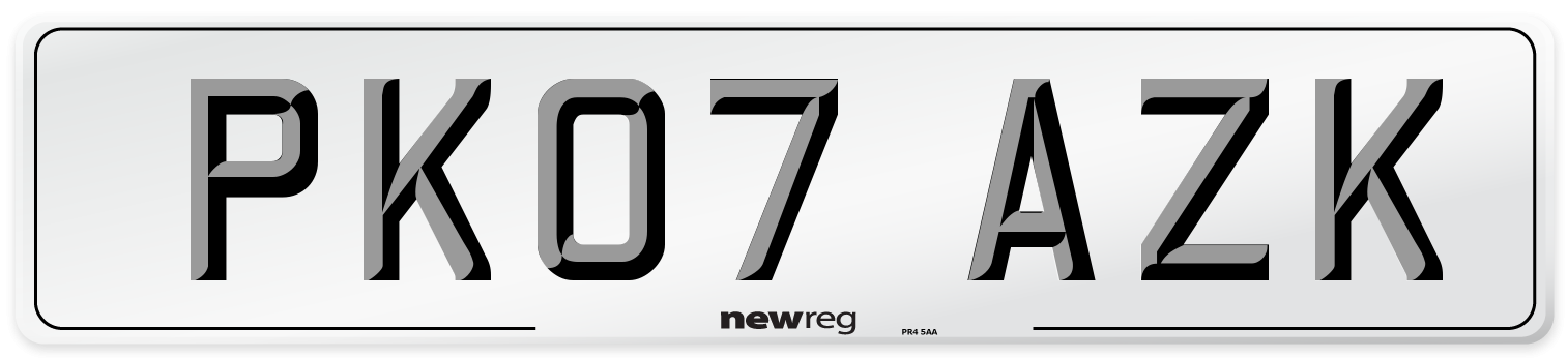 PK07 AZK Number Plate from New Reg